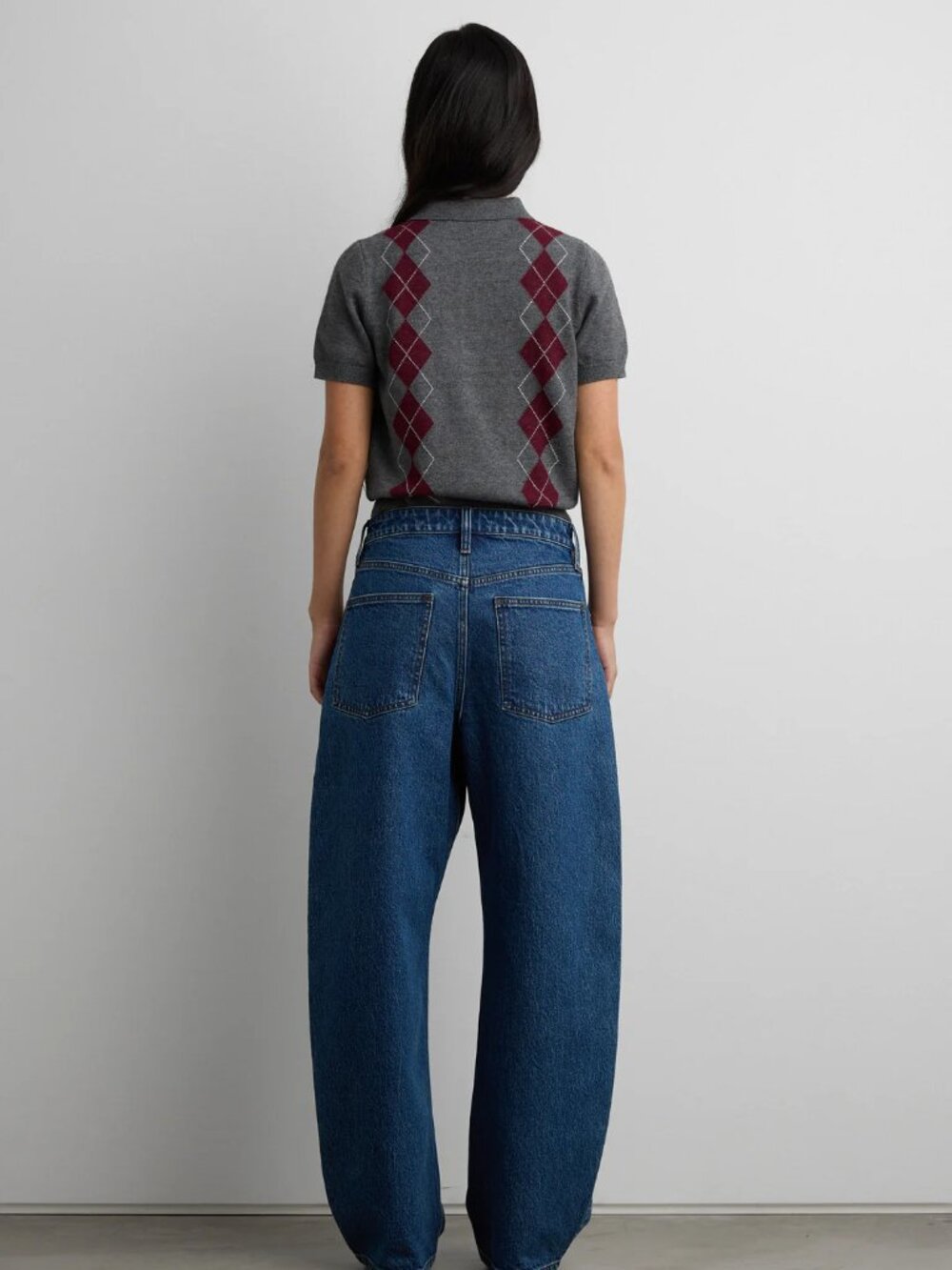 OAK + FORT: Argyle Short Sleeve Polo Sweater, Ladies Size M - Picture 3 of 10